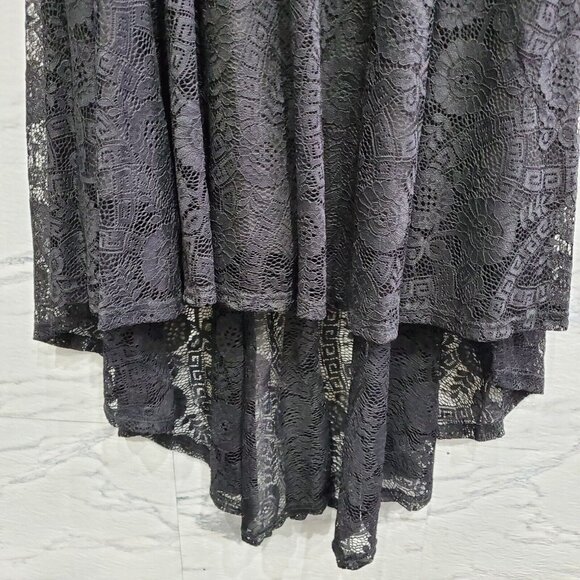 MllesReve Cocktail Party Dress Women Size XL Black Vintage Floral Lace Hi Low - Picture 3 of 11